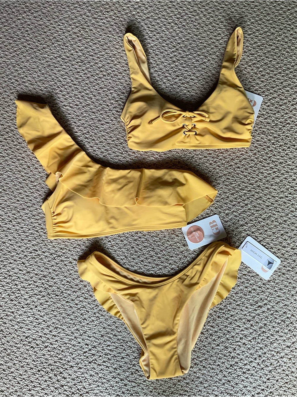 New GB Mustard Yellow 3-Piece Bikini Set